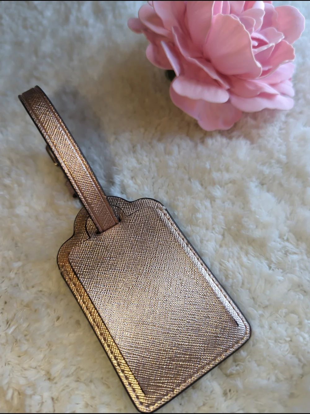 Kate Spade Glitter Luggage Tag - Rose Gold Rare Sparkling Collectable